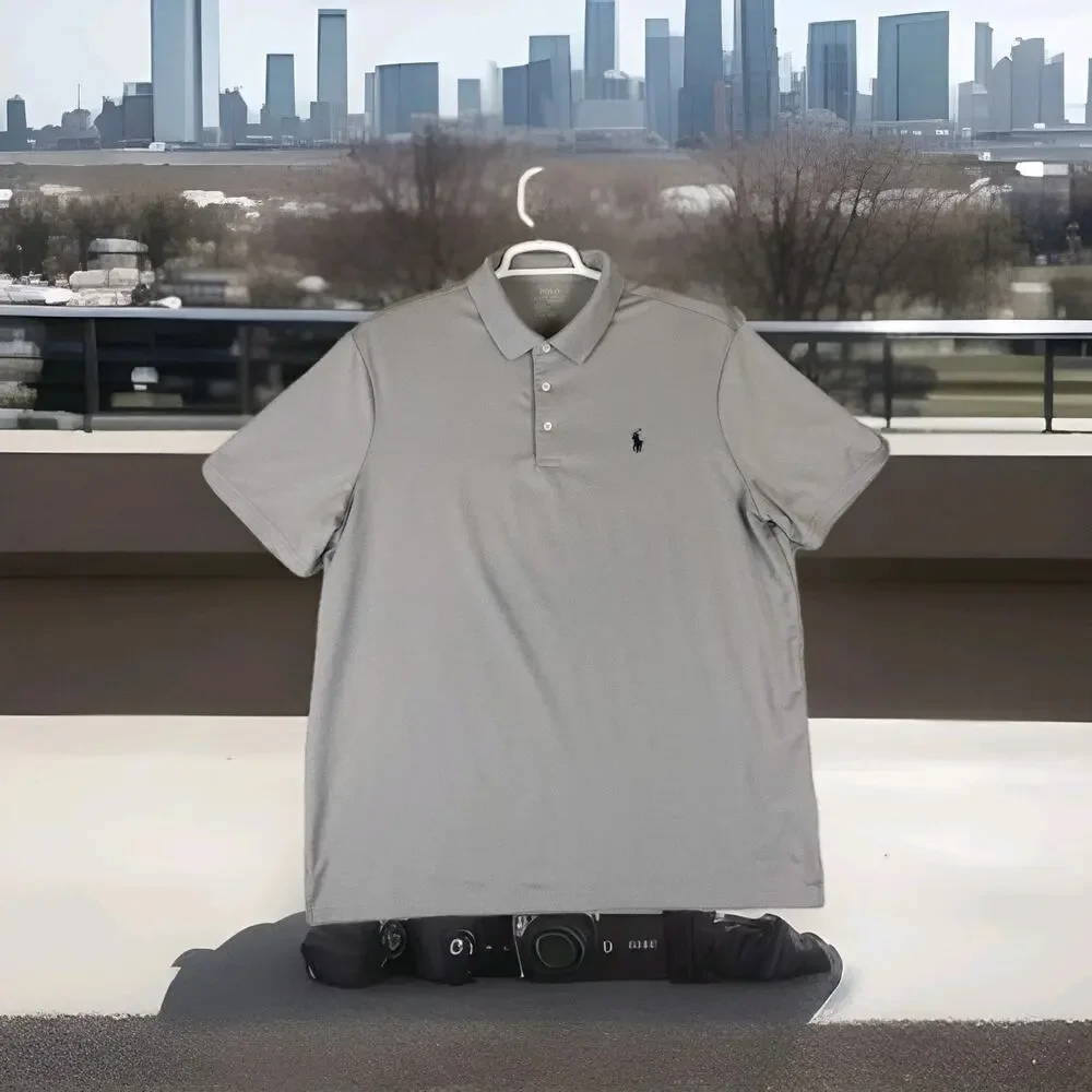 POLO RALPH LAUREN Performance Polo Men Size XL Short Sleeve Gray Shirt